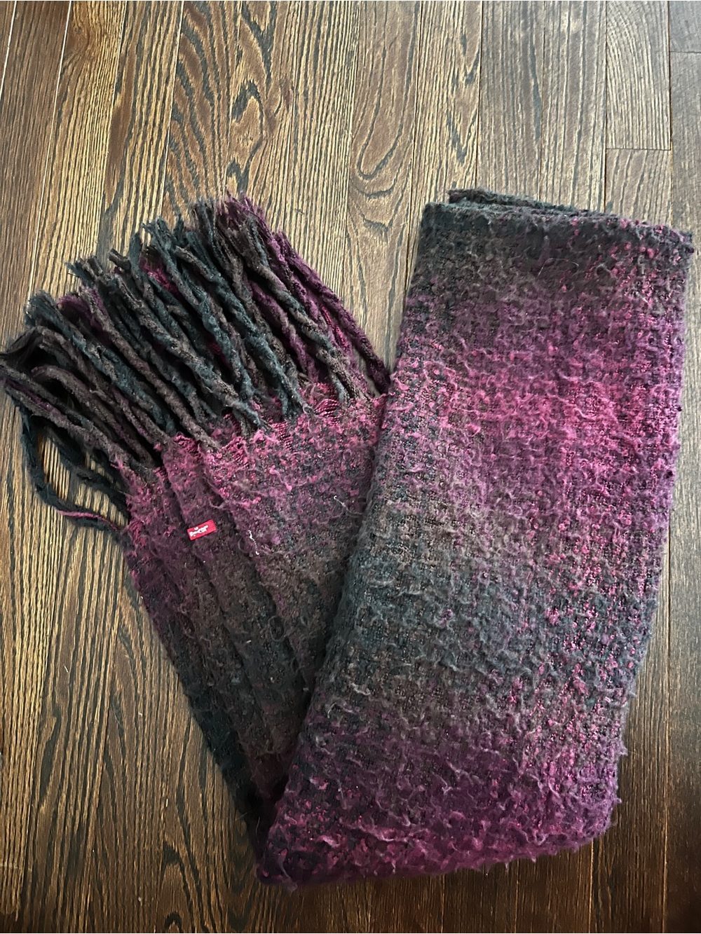 Levi's Ombre Purple and Black Fringed Knit Scarf